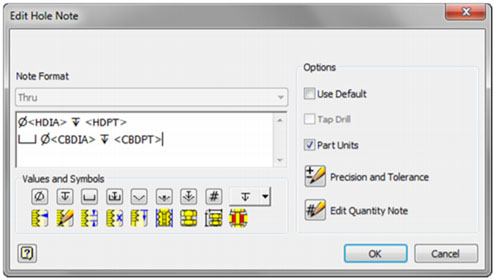 Edit Hole Note Dialog Box